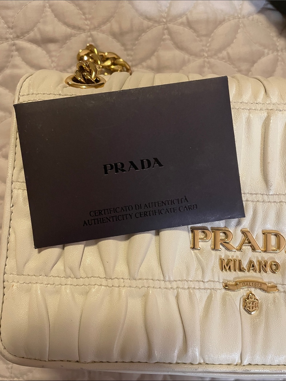 Prada Cream Quilted Chain Crossbody Bag - Picture 7 of 7
